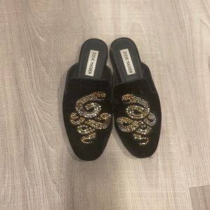 Steve Madden mules with rhinestone snake